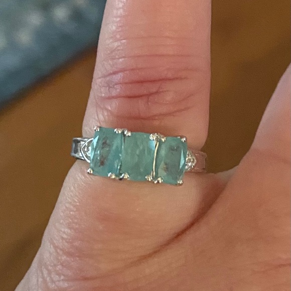 Gorgeous Grandidierite 3-Stone Ring in .925! - Picture 6 of 9